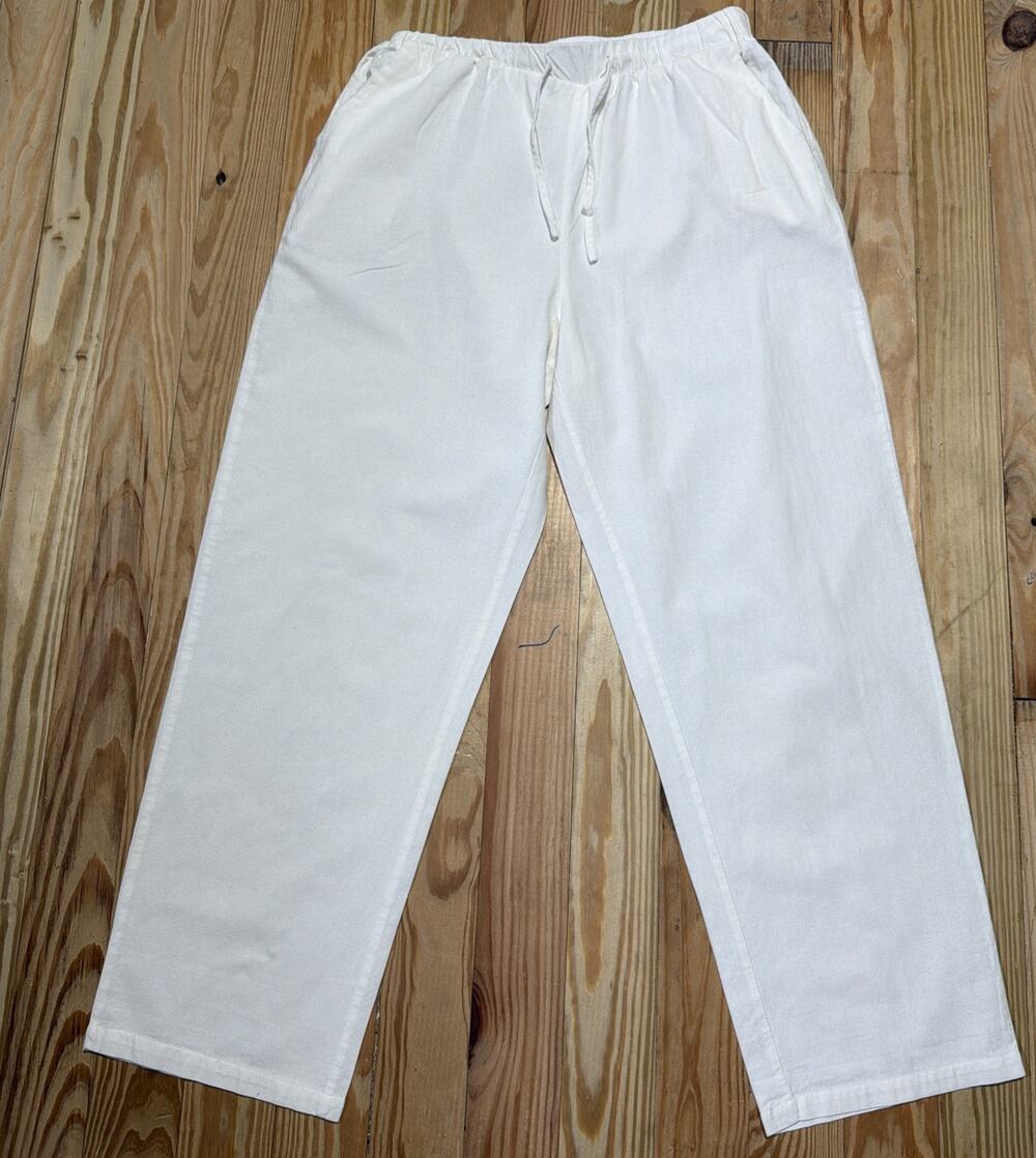 Noracora white High Rise trouser size Large drawstring waist Beachy Minimalist